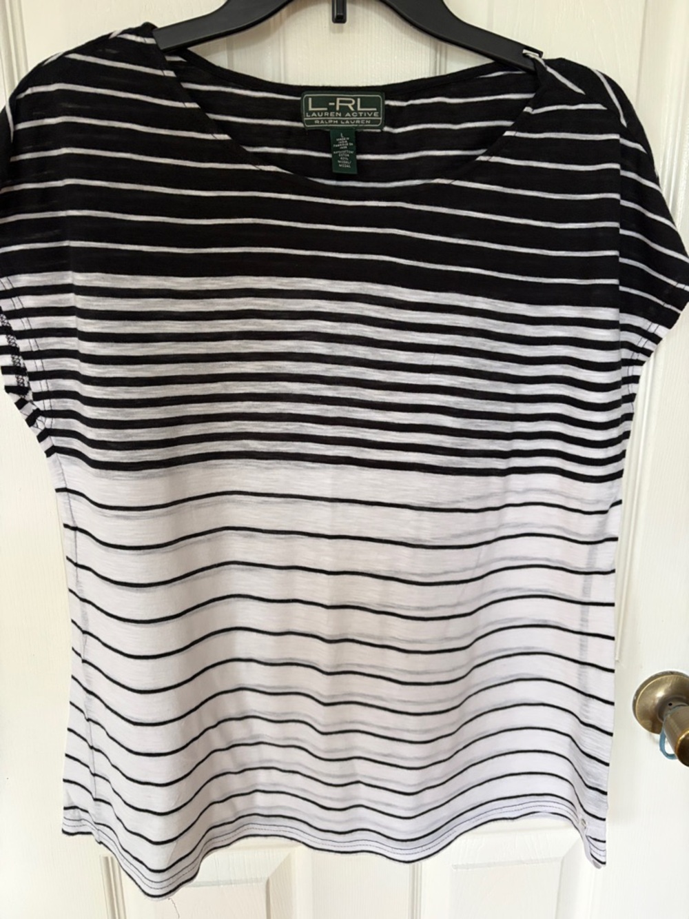 Lauren Ralph Lauren Black and White Striped Short Sleeve Top